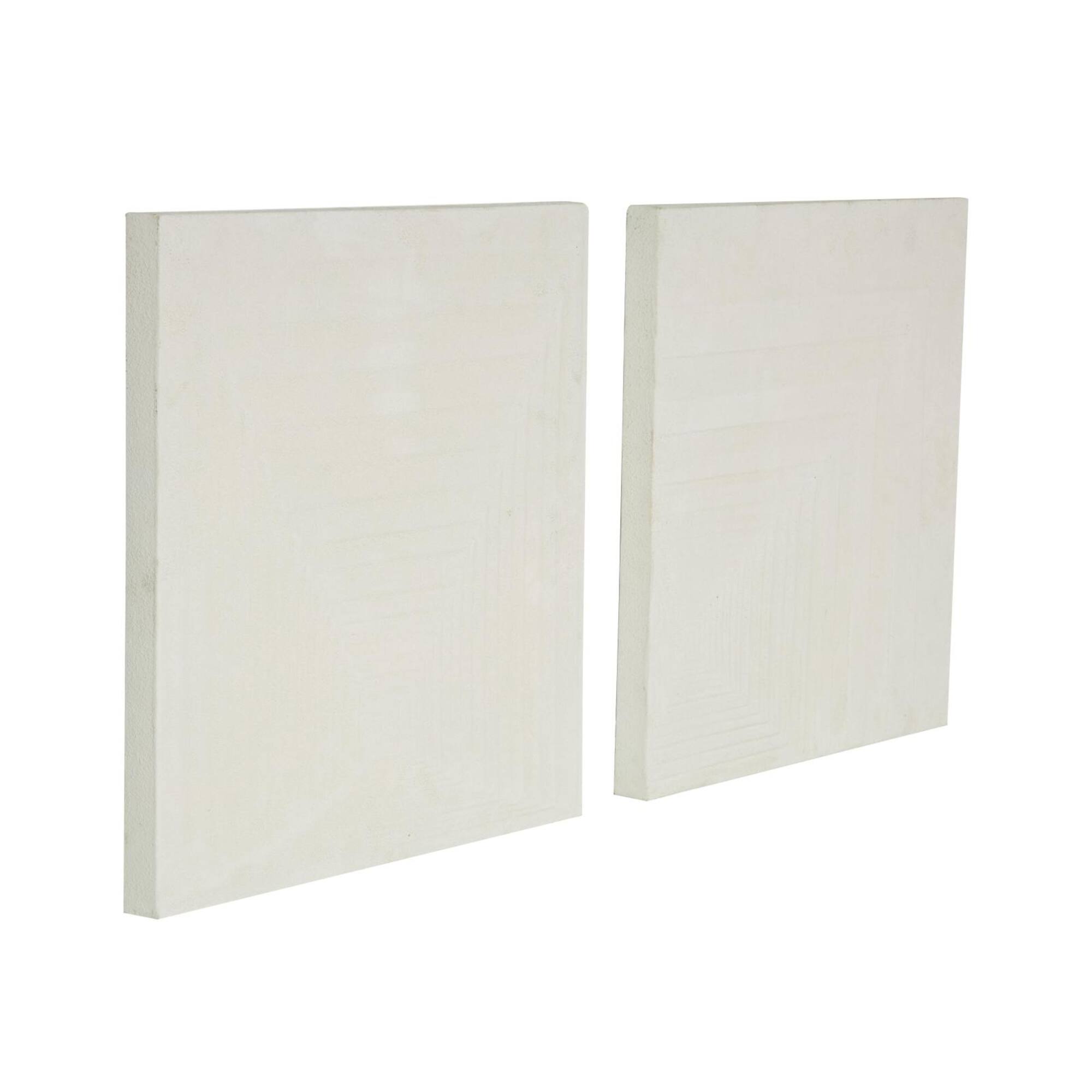18.3" x 18.3" Cream Metal Geometric Layered Square Cube Wall Décor with Sandstone Texture Set